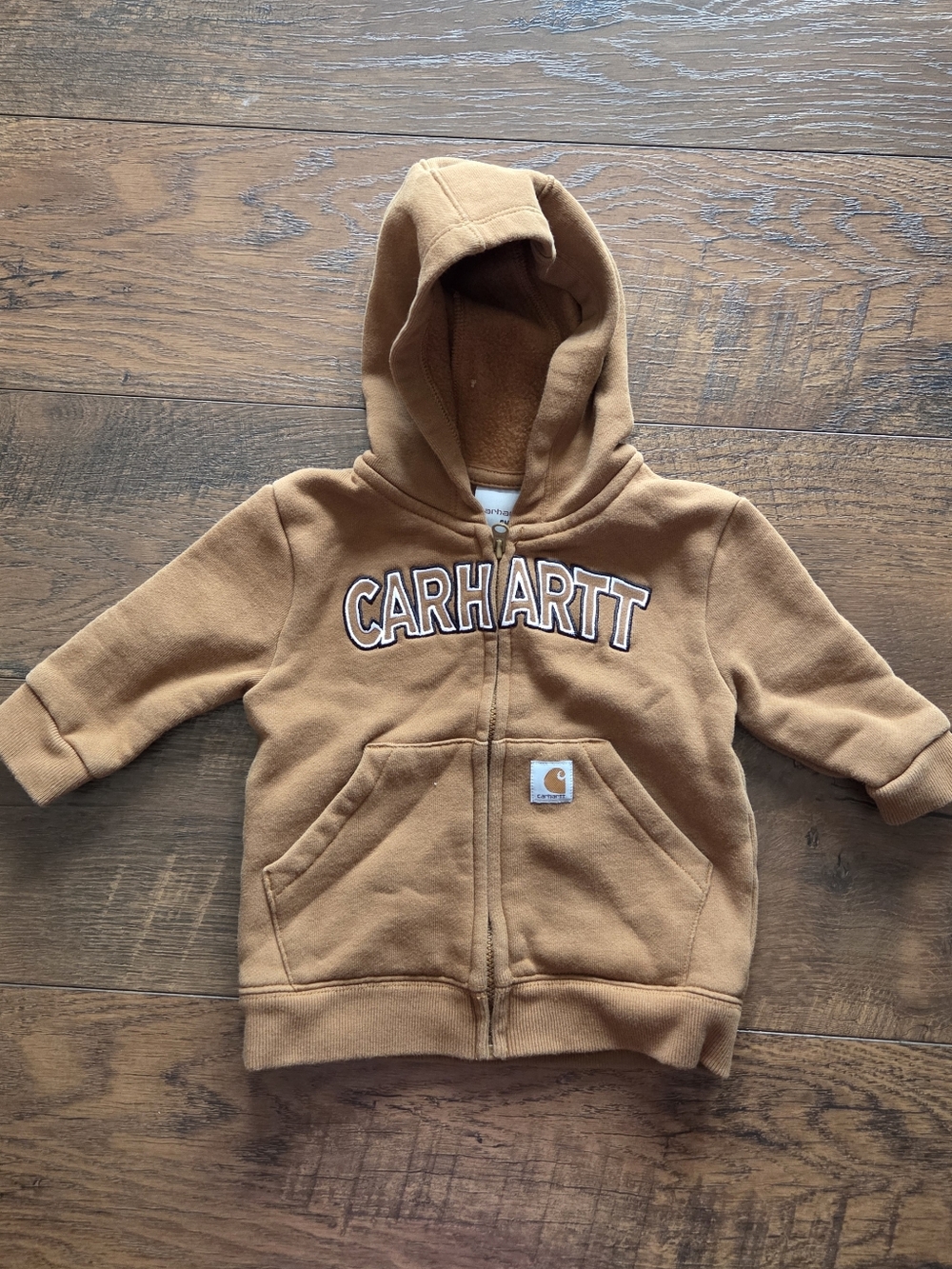 Carhartt Kids Tan Brown Hooded Zip-Up Sweatshirt